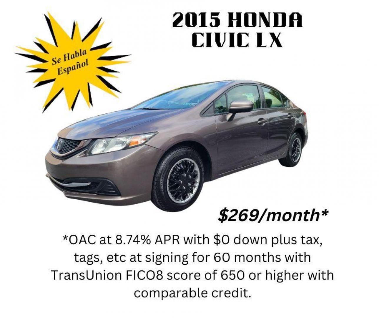 2015 BROWN HONDA CIVIC LX (19XFB2F56FE) with an 1.8L engine, Continuously Variable transmission, located at 7981 Paxton Street, Harrisburg, PA, 17111, (717) 561-2926, 40.261490, -76.749229 - Photo#13